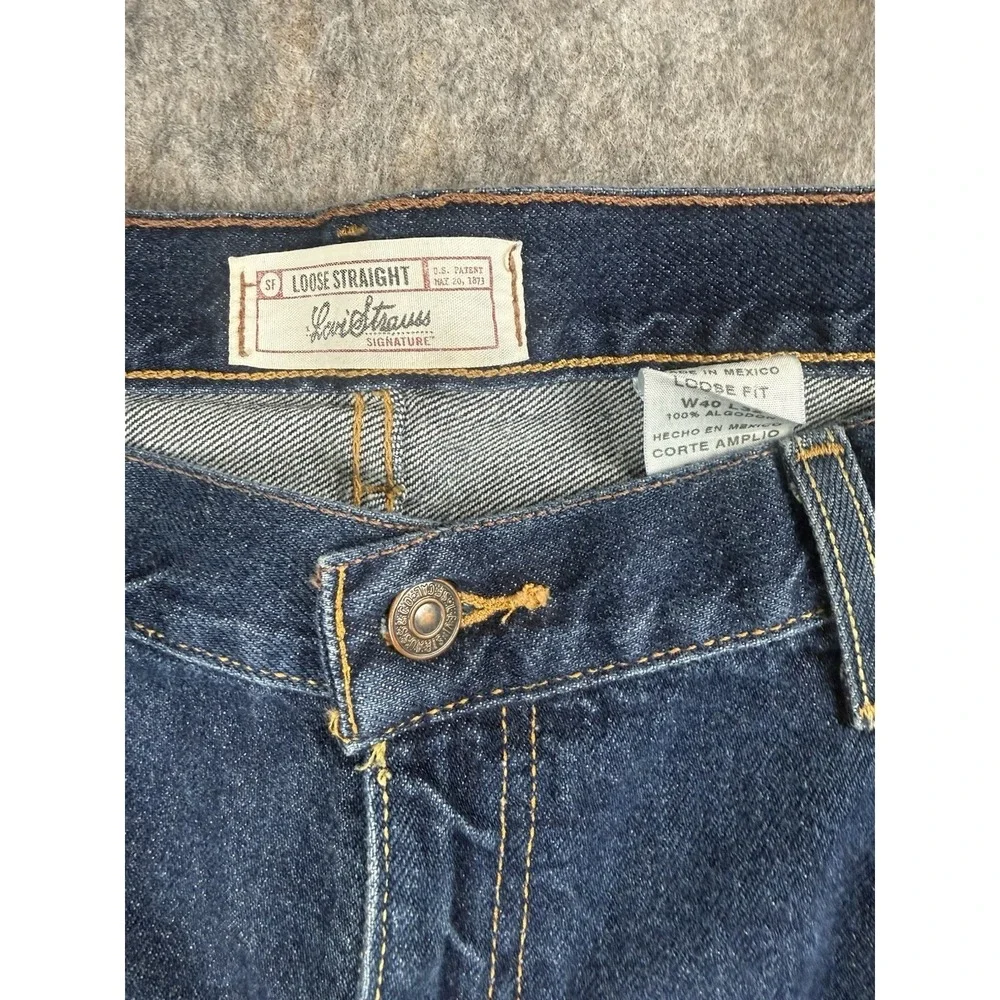Levi Strauss Vintage Signature Loose Straight Jeans Mens 40X32 Dark Wash Y2k 80s